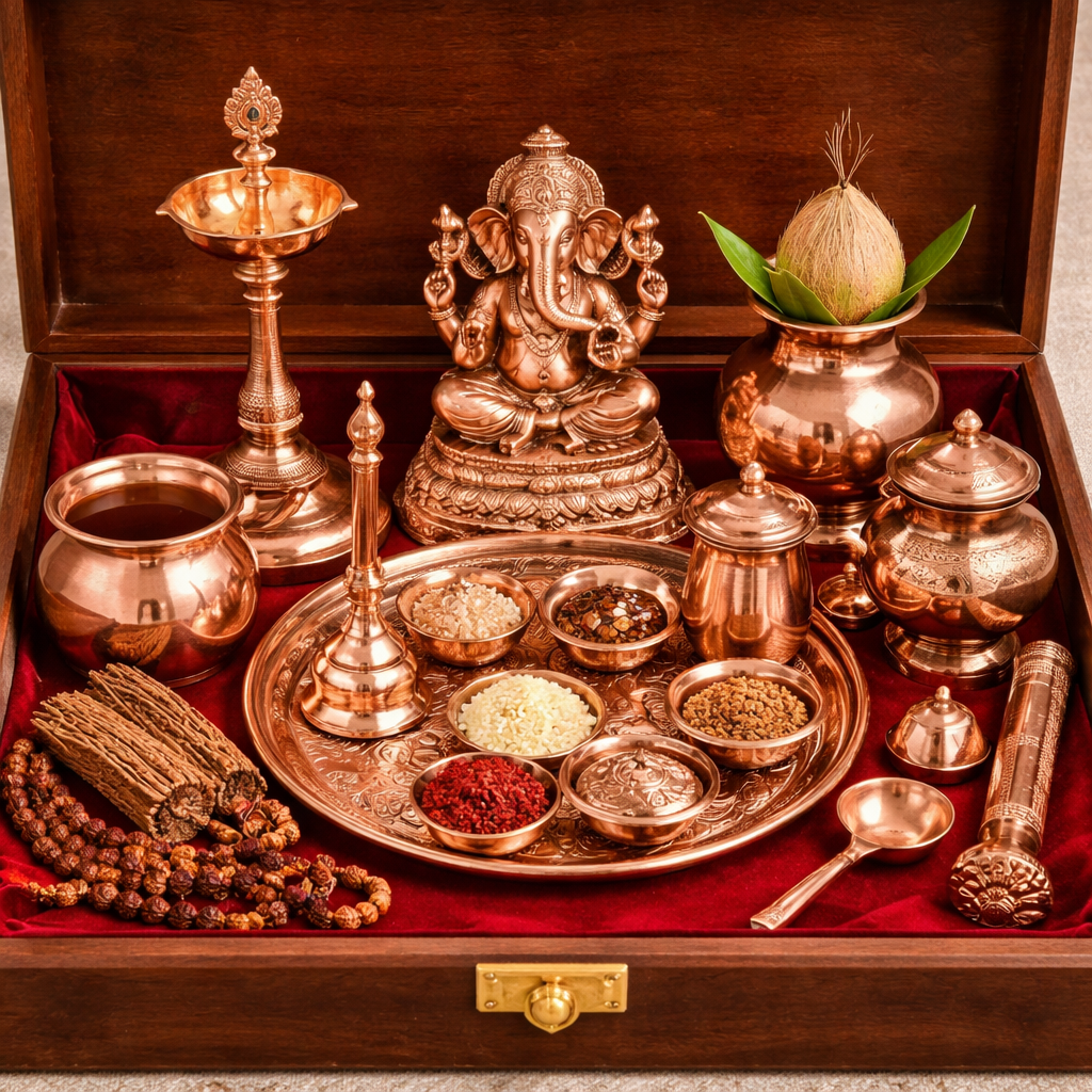Pooja Set in Copper